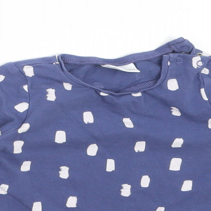 NEXT Baby Blue Polka Dot Cotton Basic T-Shirt Size 6-9 Months Round Neck