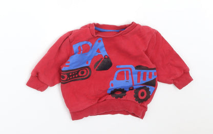 NEXT Baby Red  Cotton Pullover Jumper Size 6-9 Months   - TRACTOR