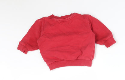NEXT Baby Red  Cotton Pullover Jumper Size 6-9 Months   - TRACTOR