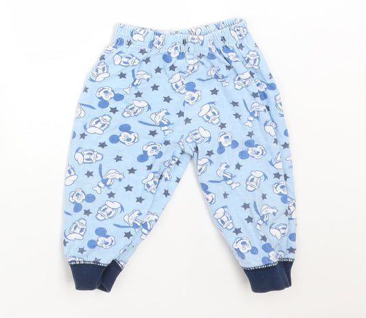 Disney Boys Blue Solid Cotton  Pyjama Pants Size 6-9 Months   - DISNEY