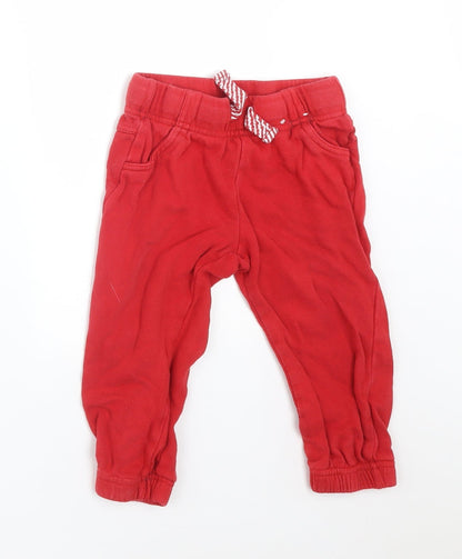 F&F Baby Red  Cotton Jogger Trousers Size 18-24 Months