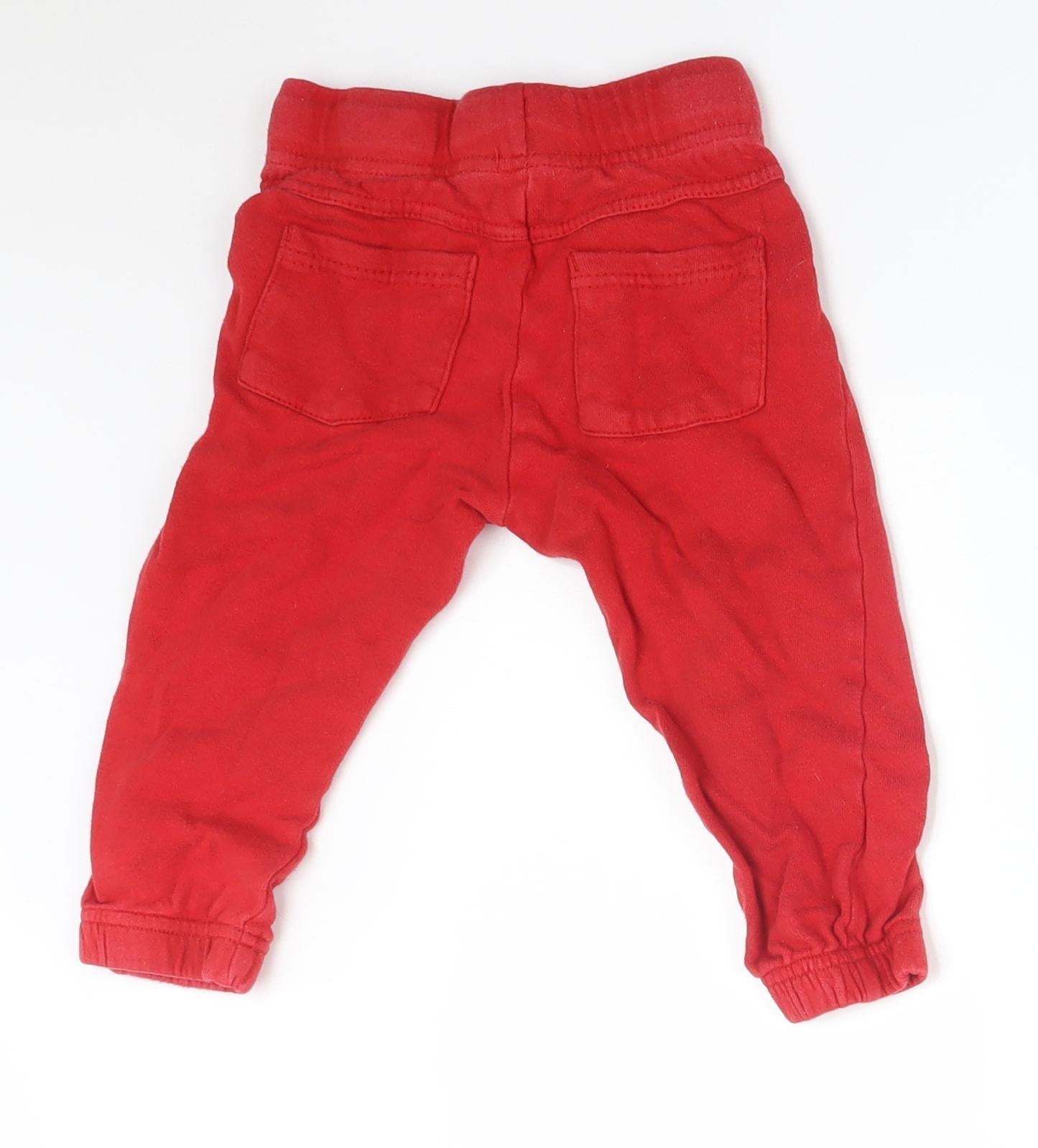 F&F Baby Red  Cotton Jogger Trousers Size 18-24 Months
