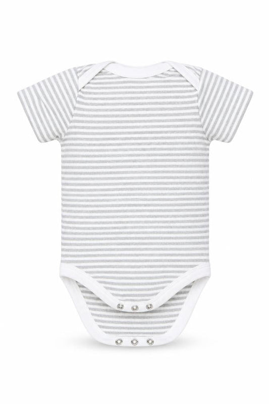 Front view of RABBIT BEAR Baby Multicoloured Striped Cotton Babygrow One-Piece, size 6-9, Months