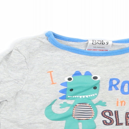 Peacocks Baby Grey  Cotton Basic T-Shirt Size 18-24 Months Round Neck  - I ROAR IN MY SLEEP