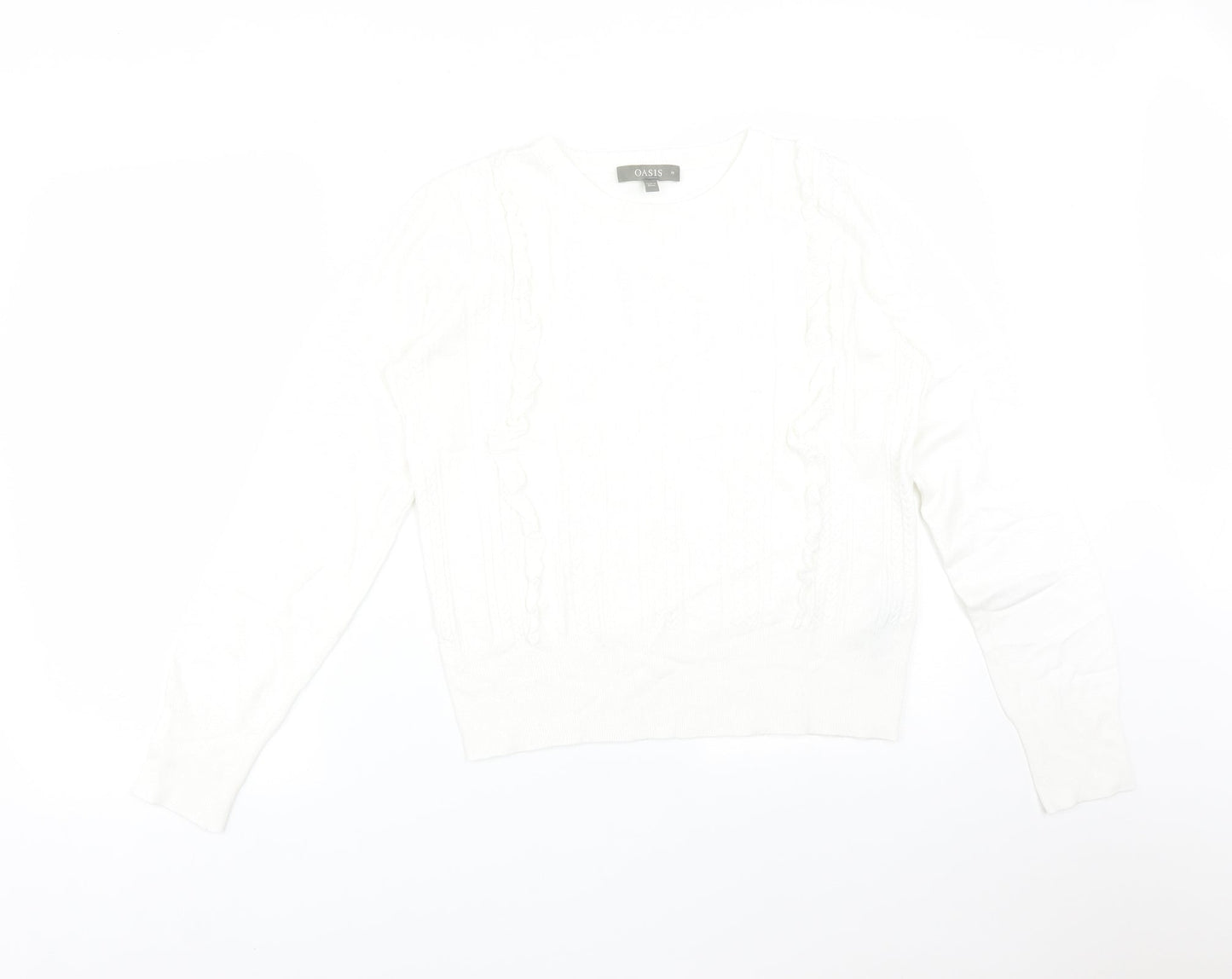 Womens UK Size M Oasis White Basic T-Shirt