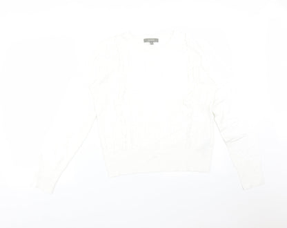 Womens UK Size M Oasis White Basic T-Shirt