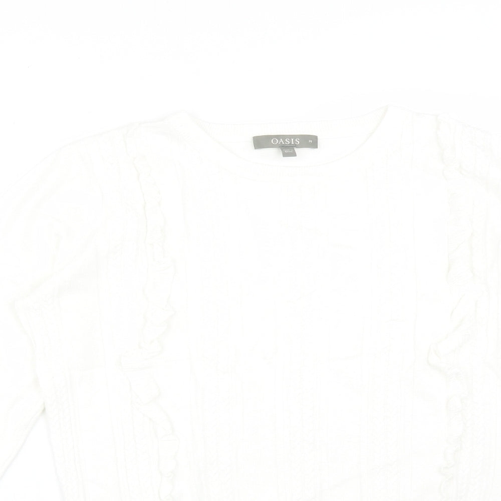 Womens UK Size M Oasis White Basic T-Shirt
