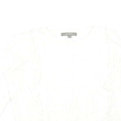 Womens UK Size M Oasis White Basic T-Shirt