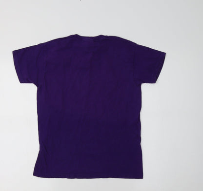 Fruit of the Loom Girls Purple  Cotton Basic T-Shirt Size 9-10 Years Crew Neck  - Gymnastics