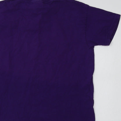 Fruit of the Loom Girls Purple  Cotton Basic T-Shirt Size 9-10 Years Crew Neck  - Gymnastics