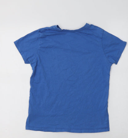 Primark Boys Blue  Cotton Basic T-Shirt Size 9-10 Years Crew Neck  - Freestyle