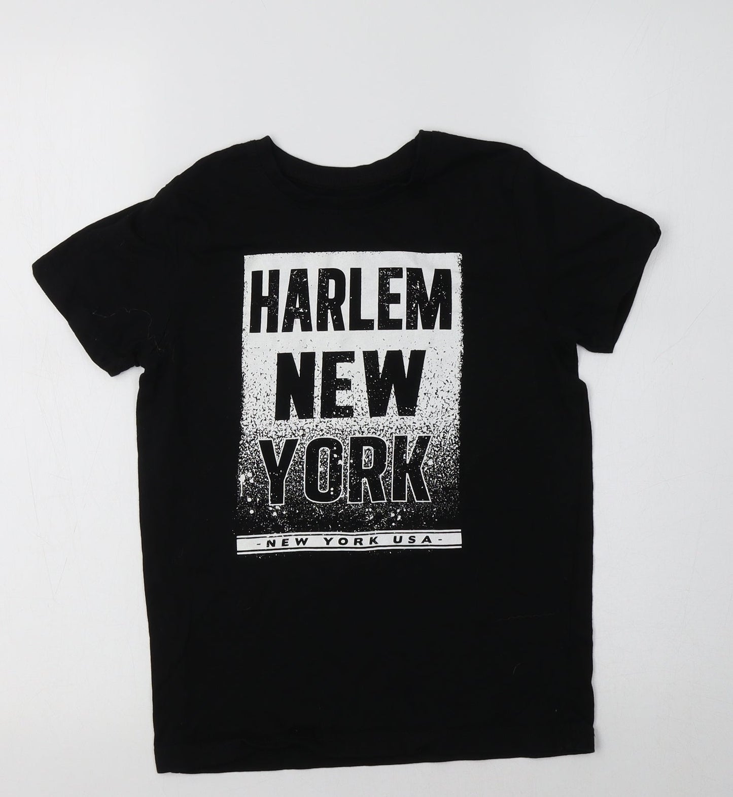 Primark Boys Black  Cotton Basic T-Shirt Size 8-9 Years Crew Neck  - Harlem