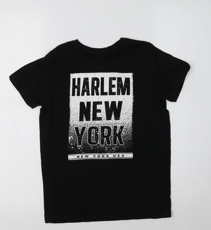 Primark Boys Black  Cotton Basic T-Shirt Size 8-9 Years Crew Neck  - Harlem
