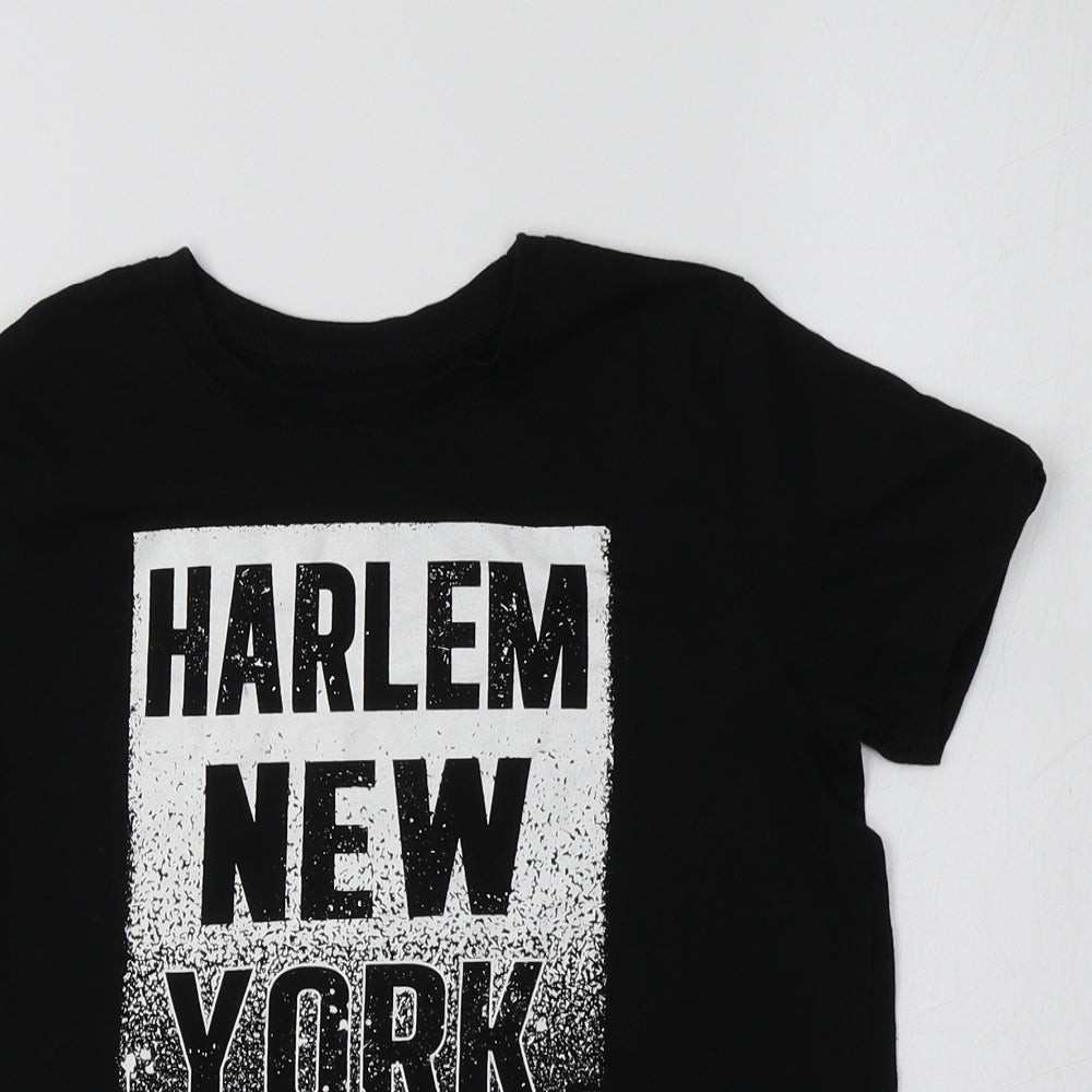 Primark Boys Black  Cotton Basic T-Shirt Size 8-9 Years Crew Neck  - Harlem