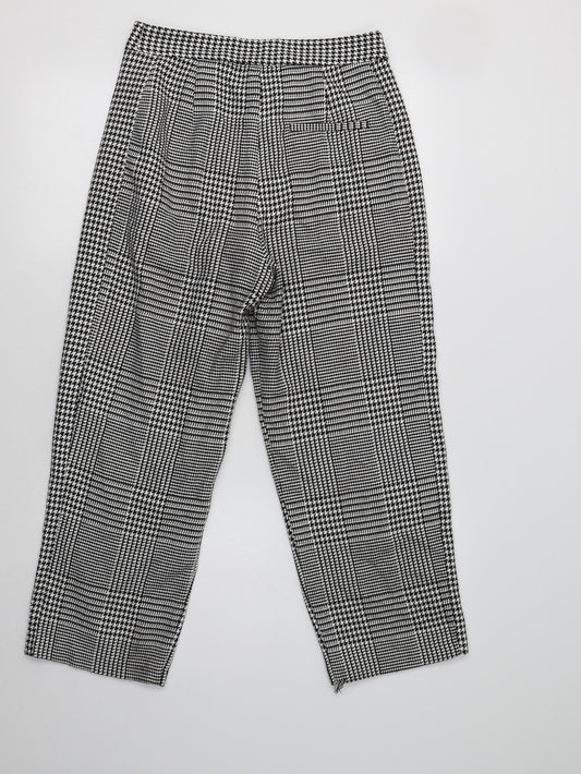 M&S Womens Grey Check Polyester Dress Pants Trousers Size 8 L24 in Regular