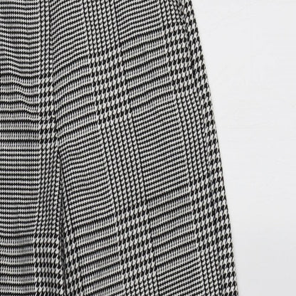 M&S Womens Grey Check Polyester Dress Pants Trousers Size 8 L24 in Regular