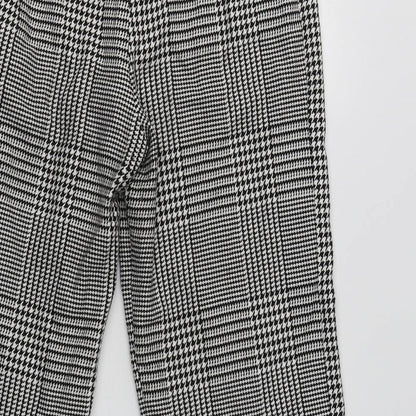 M&S Womens Grey Check Polyester Dress Pants Trousers Size 8 L24 in Regular