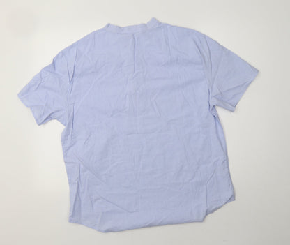Womens UK Size 2XL Preworn Blue Basic Button-Up