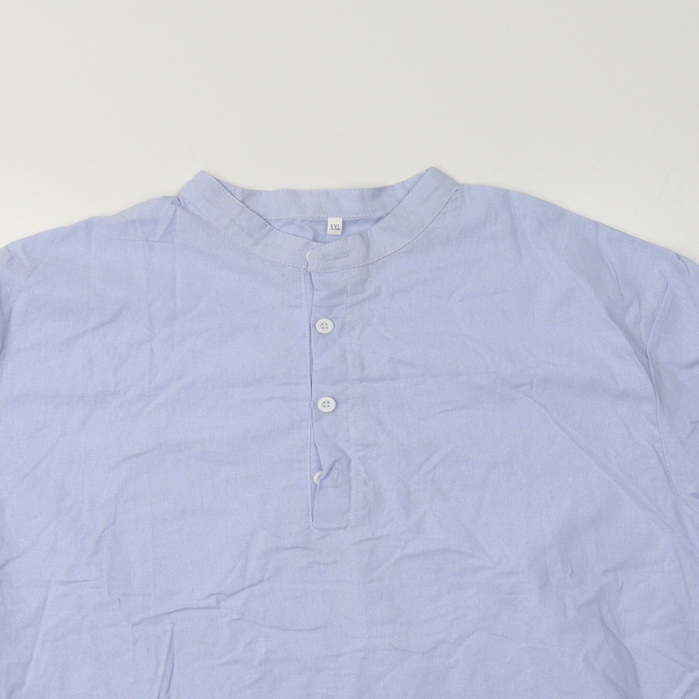 Womens UK Size 2XL Preworn Blue Basic Button-Up
