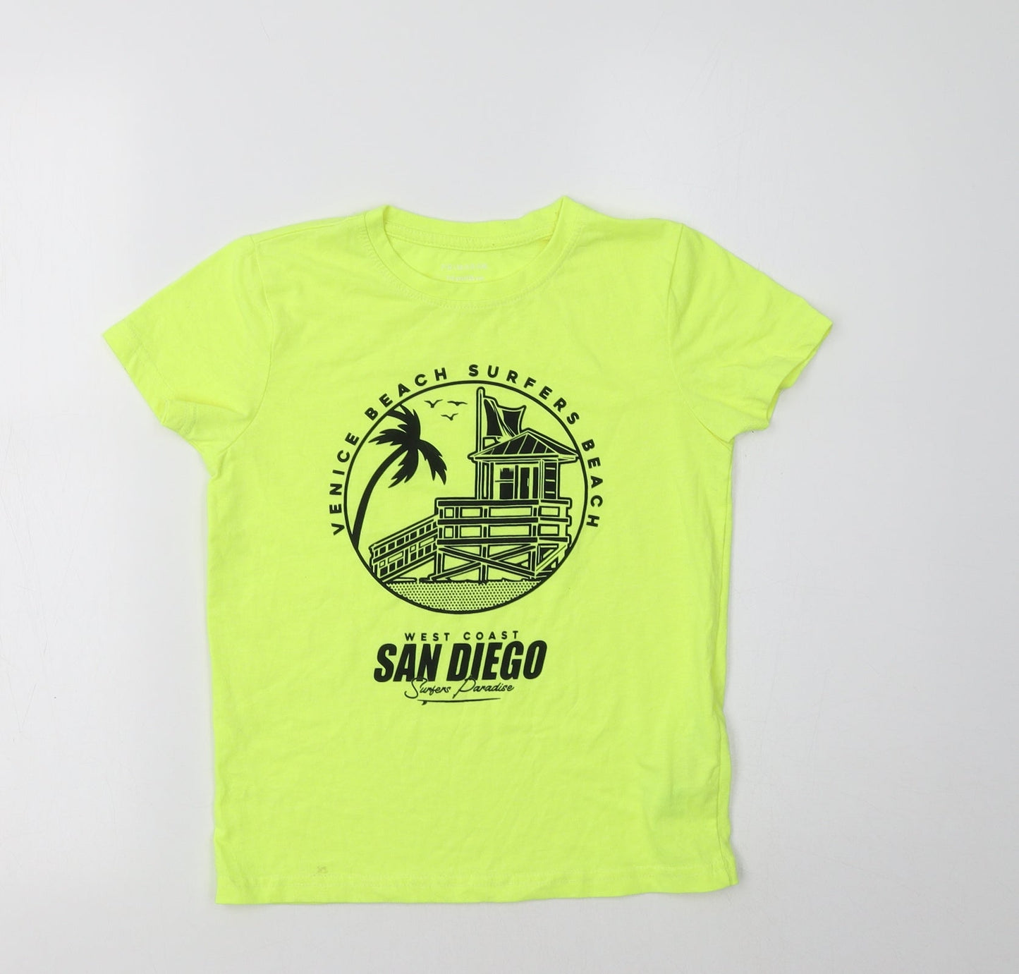 Primark Girls Yellow  Polyester Basic T-Shirt Size 7-8 Years Crew Neck  - San Diego