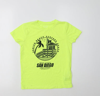 Primark Girls Yellow  Polyester Basic T-Shirt Size 7-8 Years Crew Neck  - San Diego