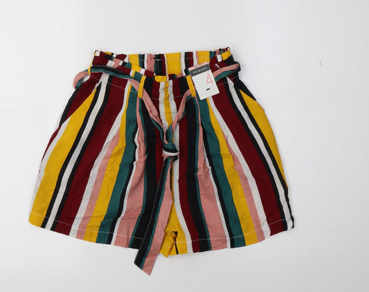 Primark Womens Multicoloured Striped Viscose Bermuda Shorts Size 4 L4 in Regular