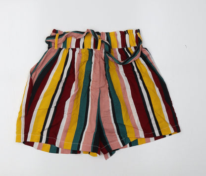Primark Womens Multicoloured Striped Viscose Bermuda Shorts Size 4 L4 in Regular