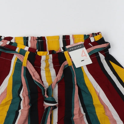 Primark Womens Multicoloured Striped Viscose Bermuda Shorts Size 4 L4 in Regular
