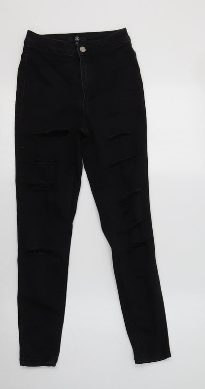 Missguided Womens Black  Cotton Skinny Jeans Size 8 L26 in Regular