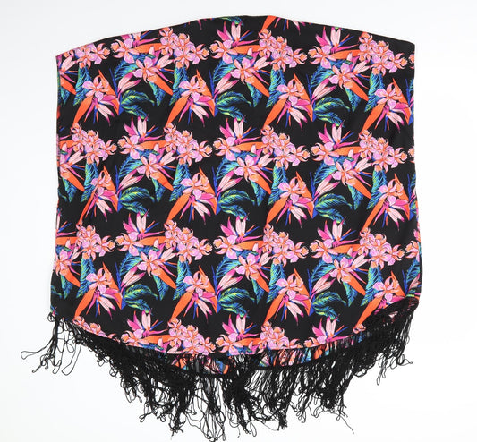 Originals Womens Black Floral Polyester Tunic Blouse Size M V-Neck - Beach type cover up Orange Blue Pink flowers