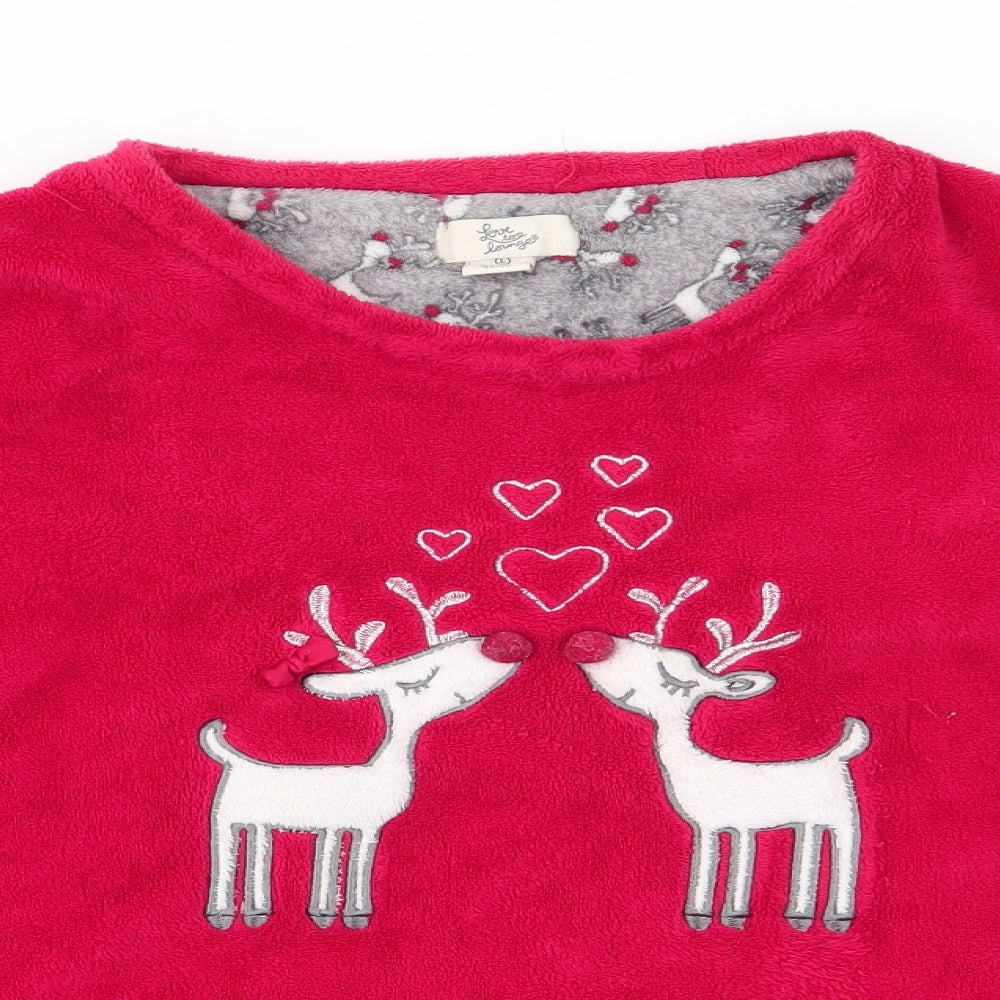 Love To Lounge Womens Red Animal Print Polyester  Pyjama Top Size 14   - Christmas Pyjama Top