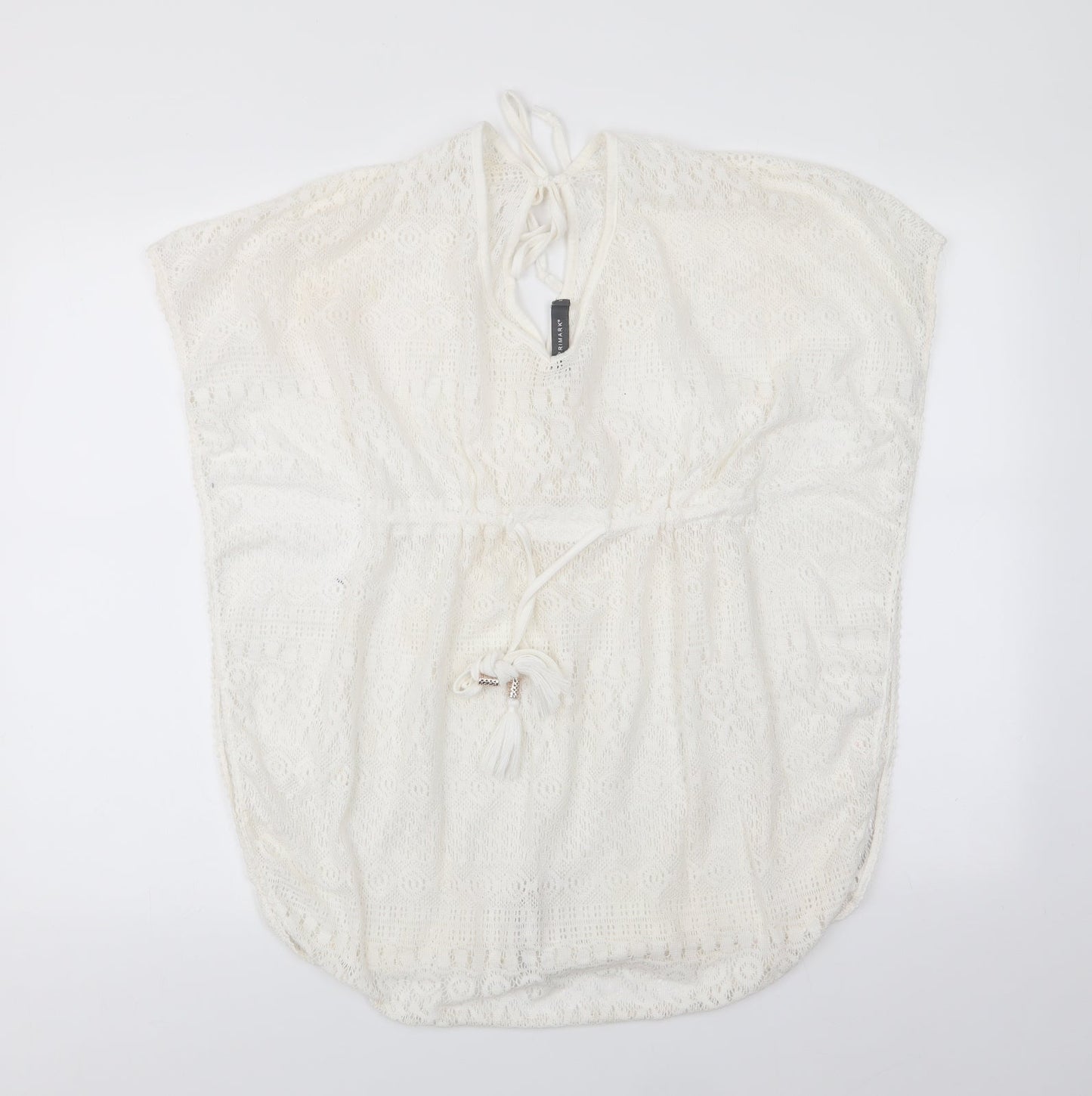 Primark Womens Ivory Geometric  Tunic Blouse  V-Neck - Beach Cover Up