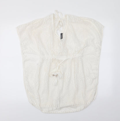 Primark Womens Ivory Geometric  Tunic Blouse  V-Neck - Beach Cover Up
