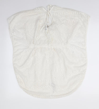 Primark Womens Ivory Geometric  Tunic Blouse  V-Neck - Beach Cover Up