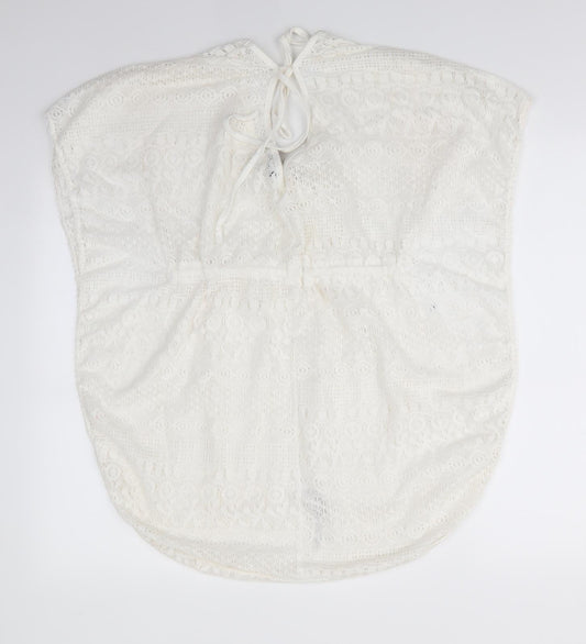 Primark Womens Ivory Geometric  Tunic Blouse  V-Neck - Beach Cover Up