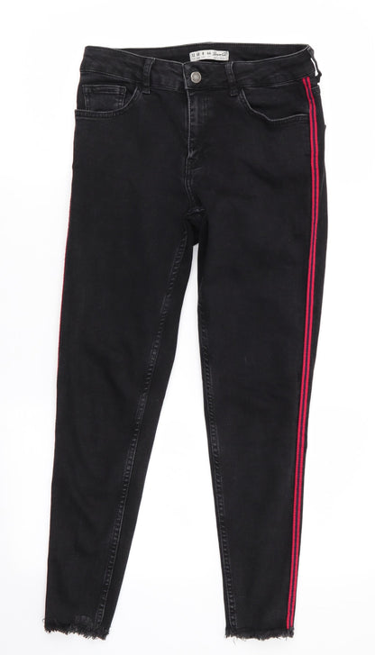 Denim Co Womens Black  Cotton Skinny Jeans Size 12 L26 in Regular  - Red & Blue Seam Detail