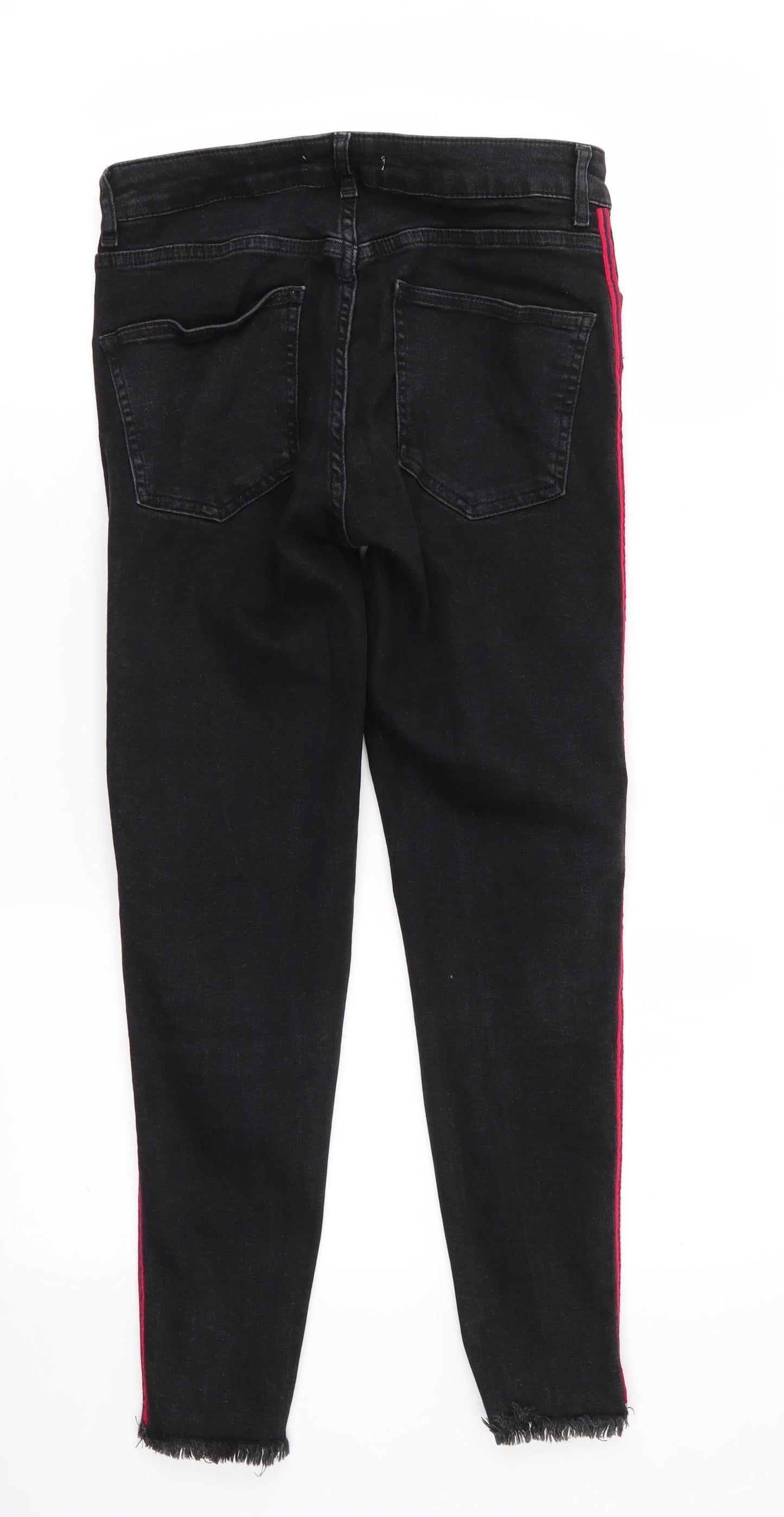 Denim Co Womens Black  Cotton Skinny Jeans Size 12 L26 in Regular  - Red & Blue Seam Detail