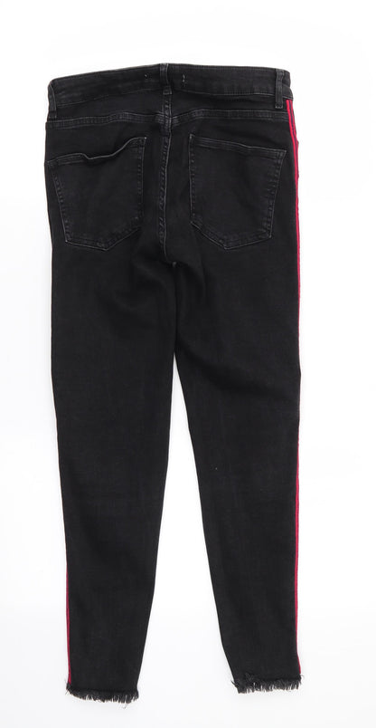 Denim Co Womens Black  Cotton Skinny Jeans Size 12 L26 in Regular  - Red & Blue Seam Detail