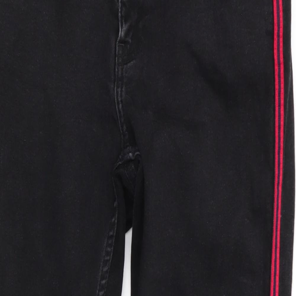Denim Co Womens Black  Cotton Skinny Jeans Size 12 L26 in Regular  - Red & Blue Seam Detail