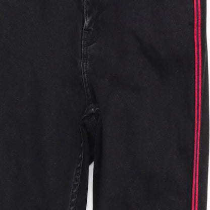 Denim Co Womens Black  Cotton Skinny Jeans Size 12 L26 in Regular  - Red & Blue Seam Detail