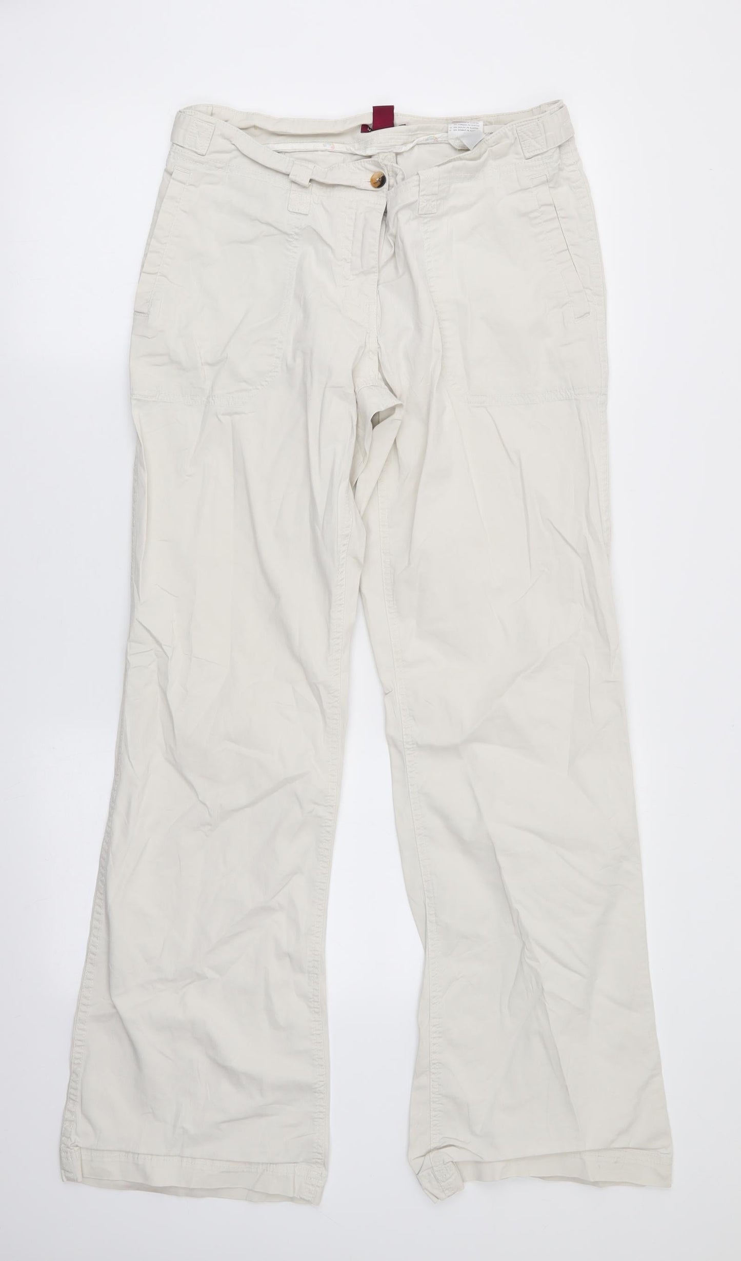 Womens UK Size 12 H&M Regular Fit Chino Ivory Trousers