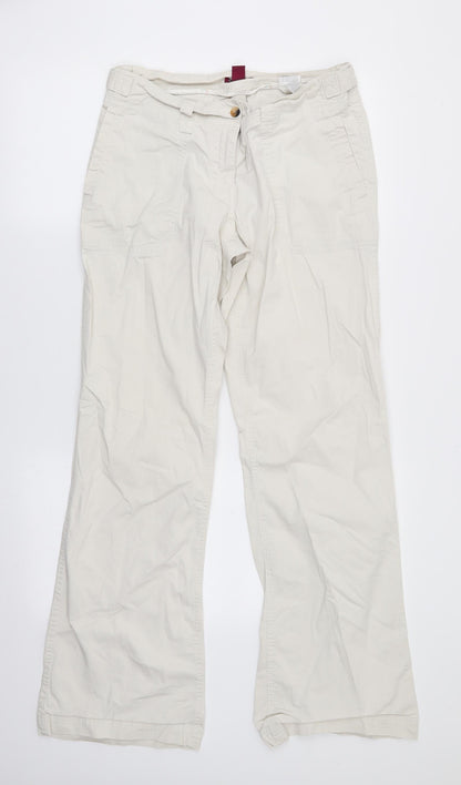 Womens UK Size 12 H&M Regular Fit Chino Ivory Trousers