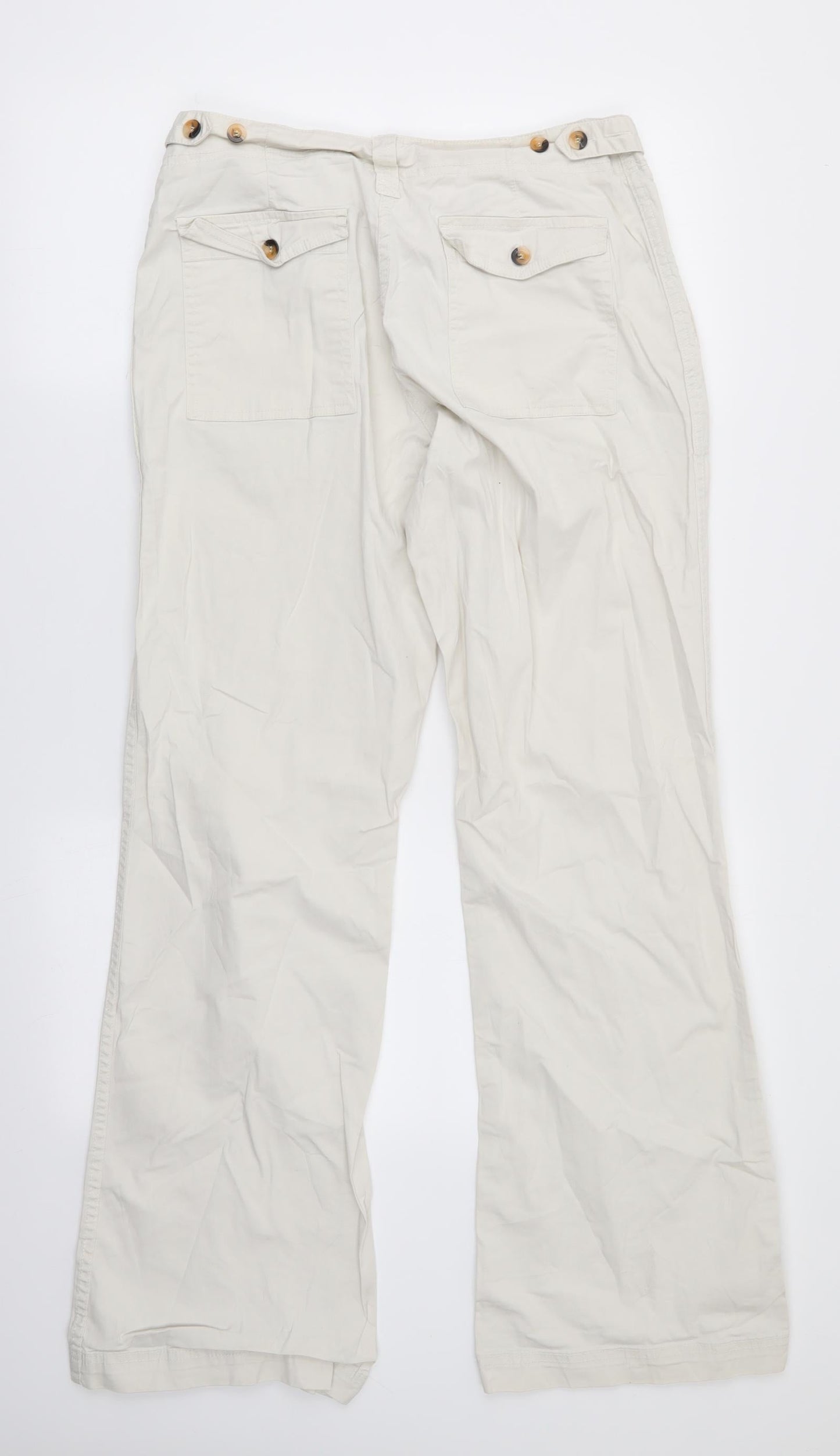 Womens UK Size 12 H&M Regular Fit Chino Ivory Trousers