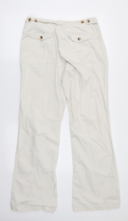Womens UK Size 12 H&M Regular Fit Chino Ivory Trousers