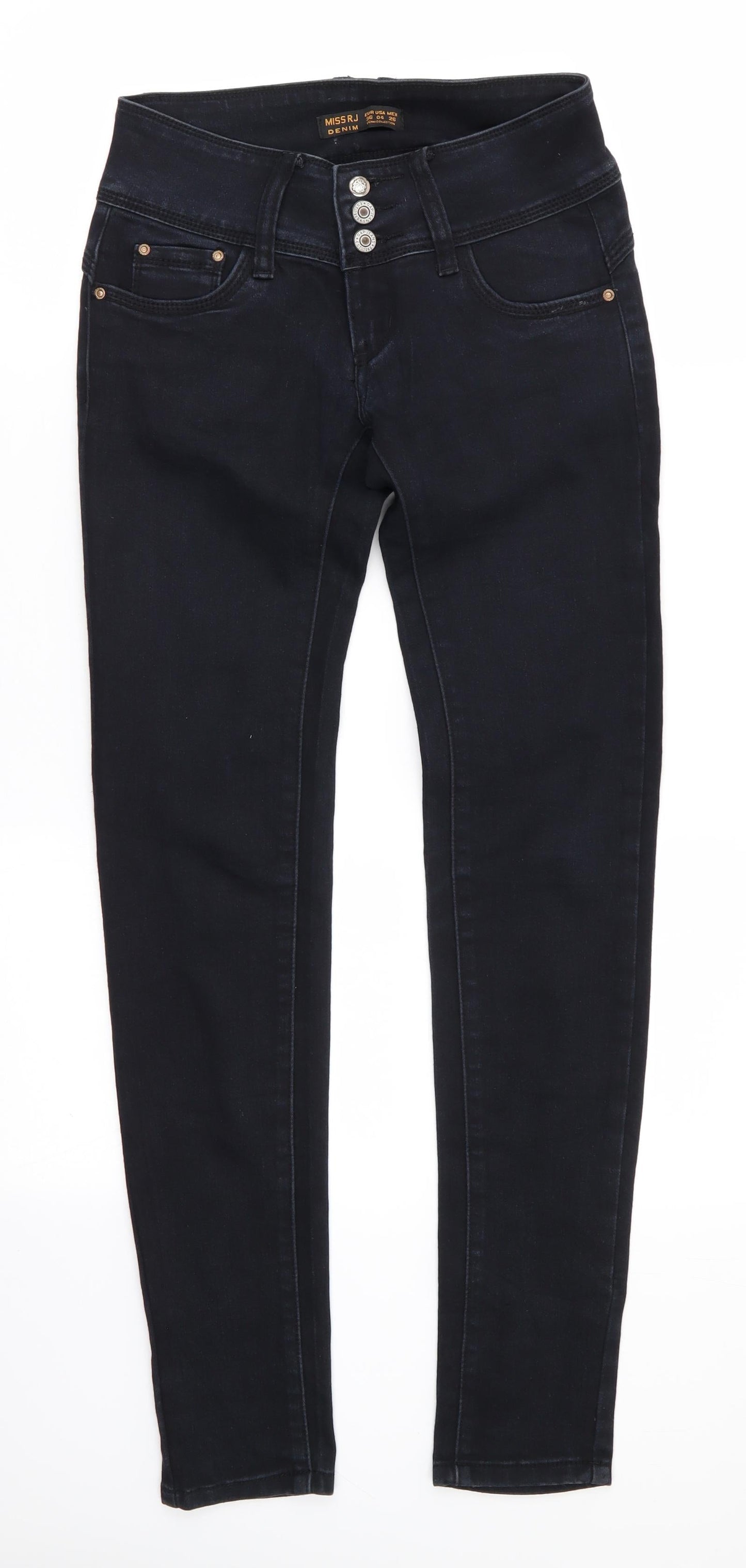 Miss R J New Fashion Womens Blue  Cotton Skinny Jeans Size 8 L31 in Regular  - Blue Black mix Deep waistable