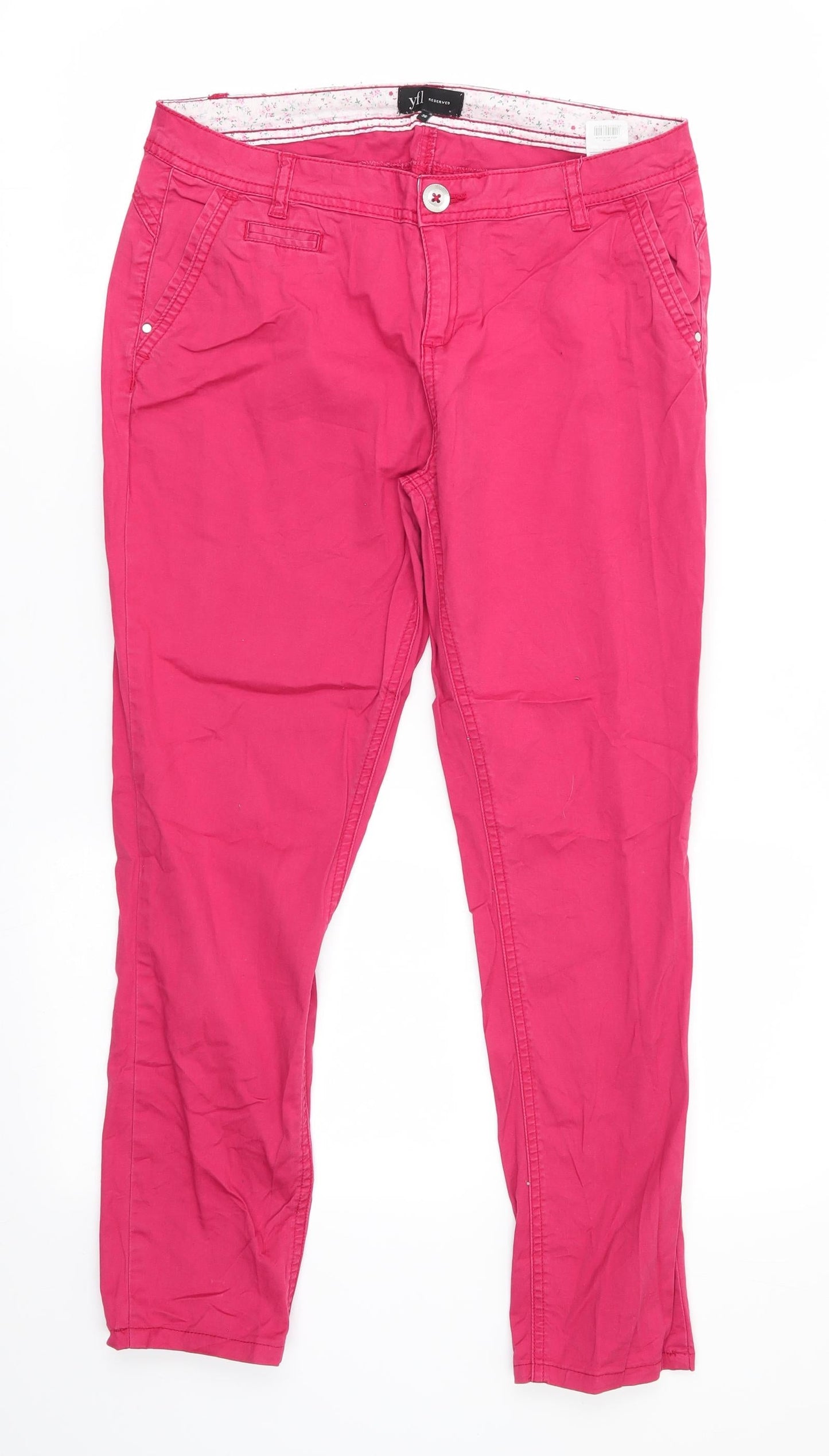 YFL Reserved Womens Red  Cotton Cropped Trousers Size 8 L25 in Regular