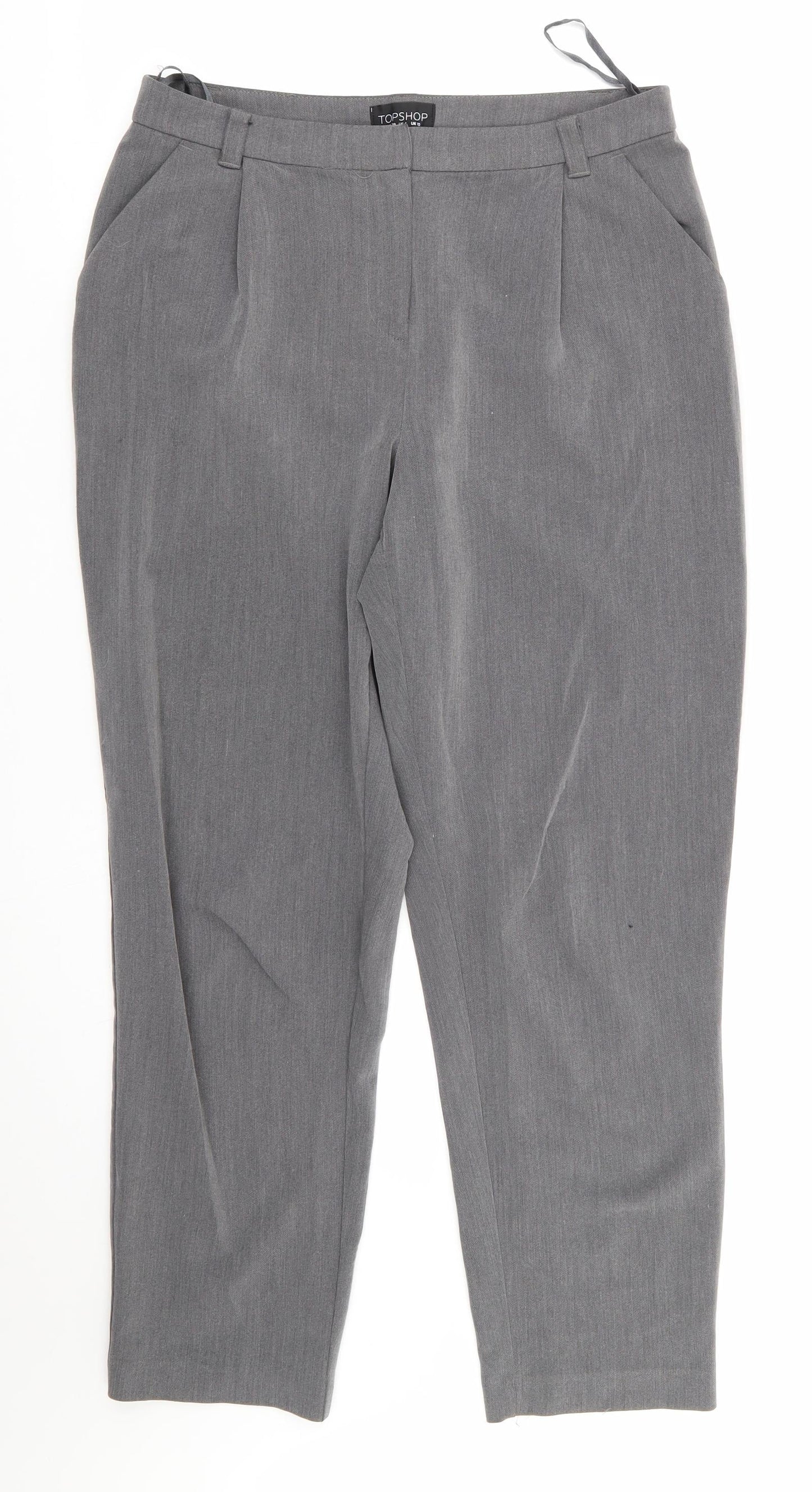 Topshop Womens Grey  Polyester Trousers  Size 10 L26 in Regular  - Light Grey