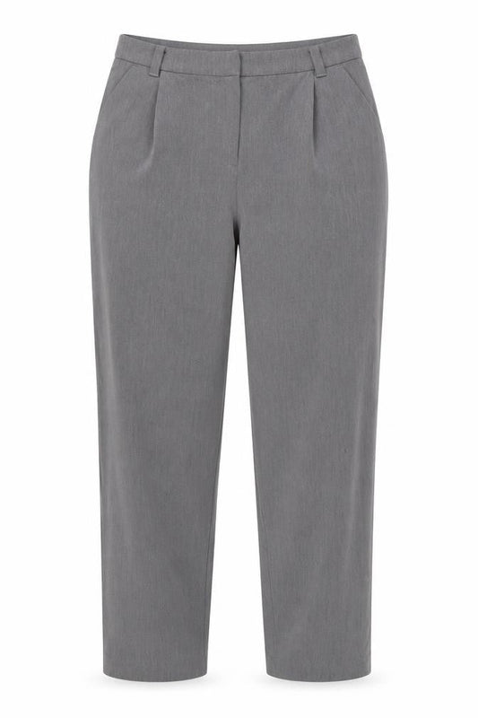Front view of Topshop women’s grey polyester trousers, size UK 10, 26-inch leg regular - light grey