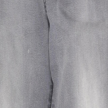 Monsoon Womens Grey Floral Cotton Straight Jeans Size 12 L27 in Regular  - Embroidered back pockets