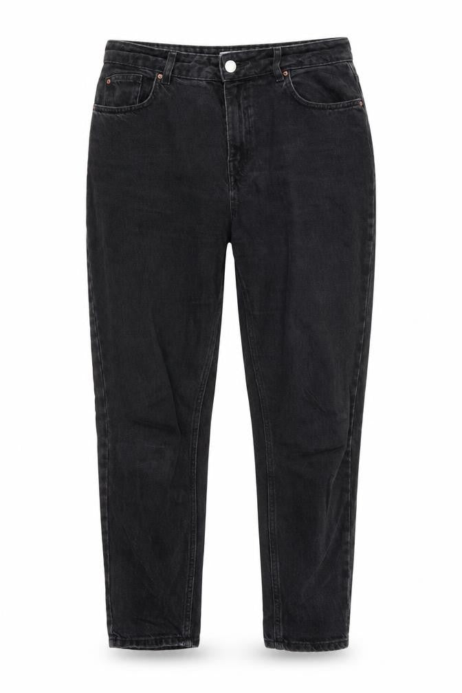 Front view of Denim Co women’s black cotton straight jeans, size UK 12, 27-inch leg regular